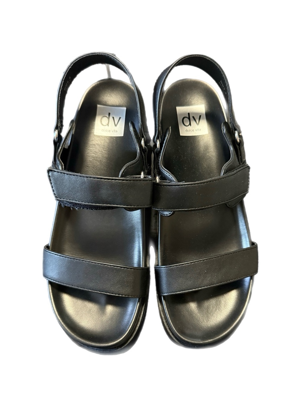 DV by Dolce Vita Women’s  Black Double-Strap Hook-and-Loop Sandals NIB Size 9